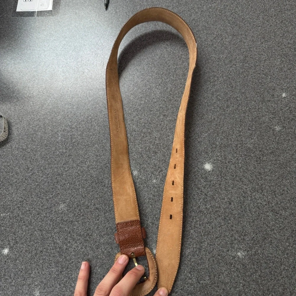 Cole Haan Belt Mens 32 Brown Excellent Pebbled Leather Made in Italy